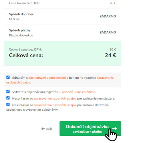 dokončiť objednávku